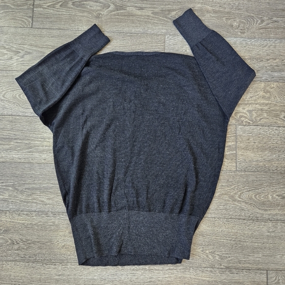 Eileen Fisher Gray Striped Lightweight Sweater Merino Wool - Picture 2 of 9